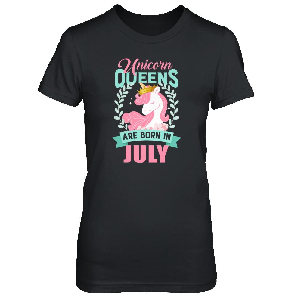 Unicorn Queens Are Born In July Birthday Gift-T-Shirt & Tank Top-Women's T-Shirt-Black