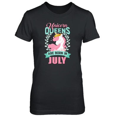 Unicorn Queens Are Born In July Birthday Gift-T-Shirt & Tank Top-Women's T-Shirt-Black