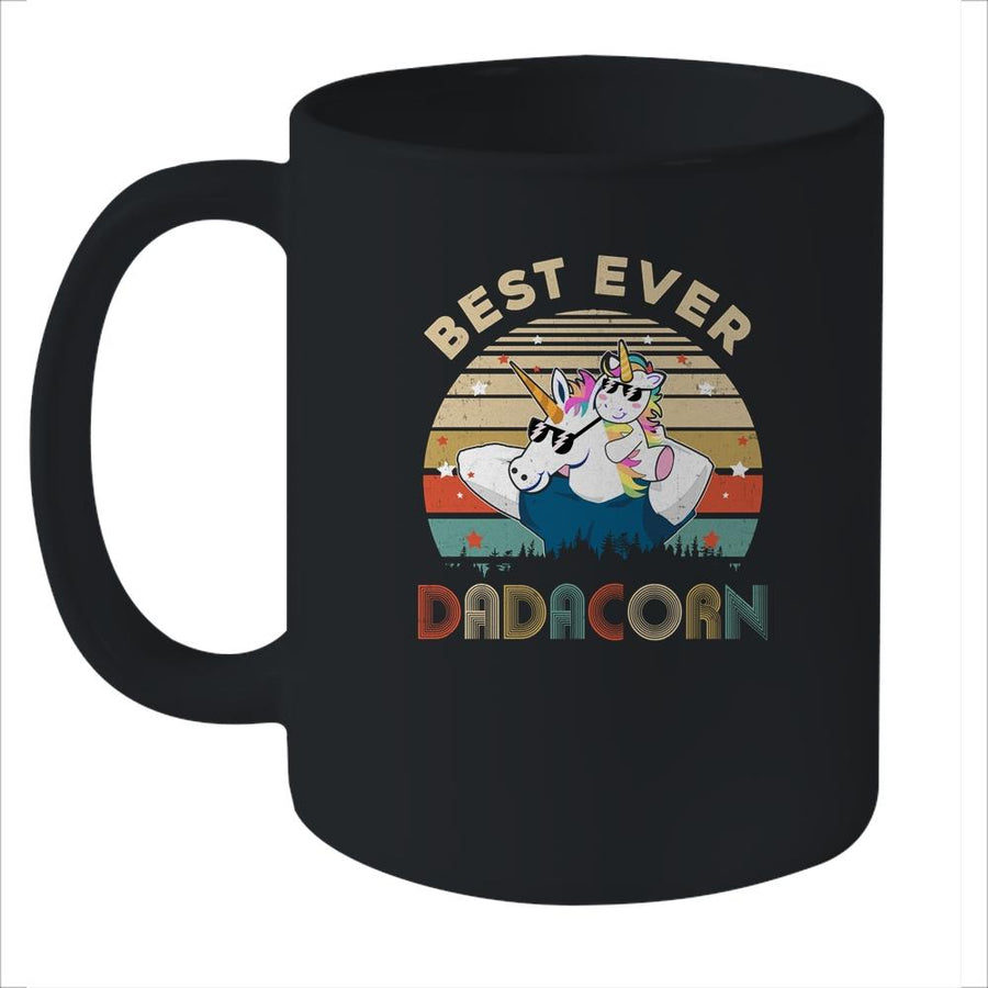 Best Ever Dadacorn Dad And Baby Fathers Day Gift Vintage Mug-Coffee Mug-Mug-Black
