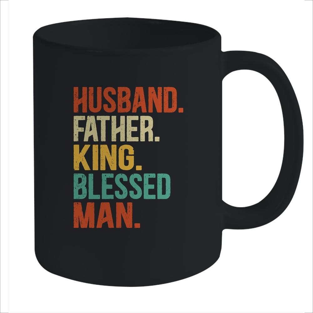 Husband Father King Blessed Man Pride Black Dad Gift Mug-Coffee Mug-Mug-Black