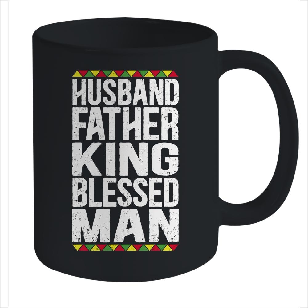 Husband Father King Blessed Man Black Pride Dad Gift Mug-Coffee Mug-Mug-Black