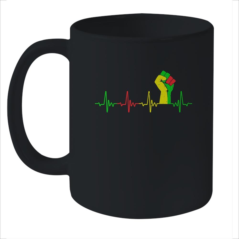 Black Pride Power Fist Heartbeat Strong Together Mug-Coffee Mug-Mug-Black