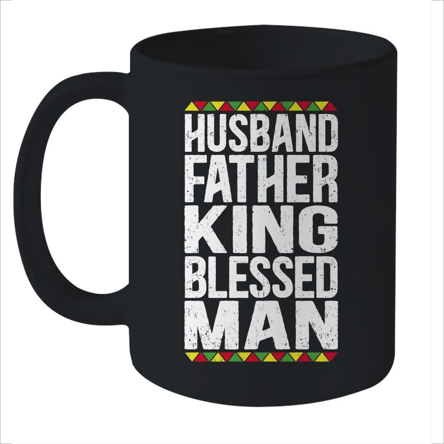 Husband Father King Blessed Man Black Pride Dad Gift Mug-Coffee Mug-Mug-Black