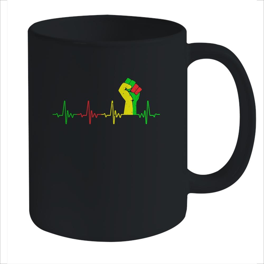 Black Pride Power Fist Heartbeat Strong Together Mug-Coffee Mug-Mug-Black