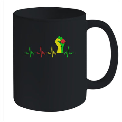 Black Pride Power Fist Heartbeat Strong Together Mug-Coffee Mug-Mug-Black