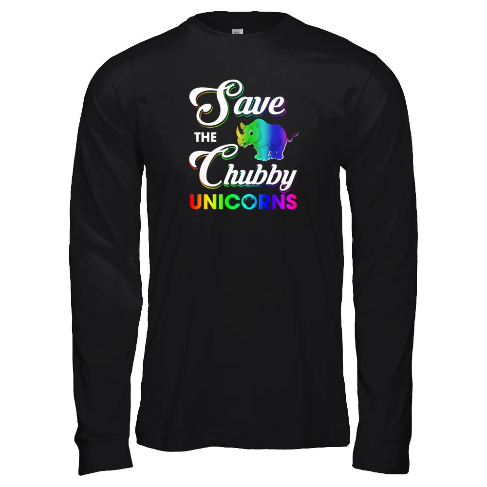 Save The Chubby Unicorns Rhino-T-Shirt & Tank Top-Long Sleeve T-Shirt-Black