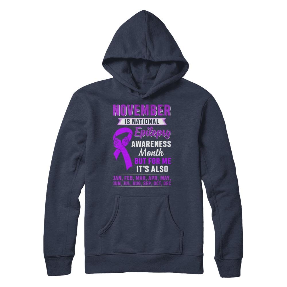 November Is National Epilepsy Awareness Month-T-Shirt & Hoodie-Pullover Hoodie-Navy