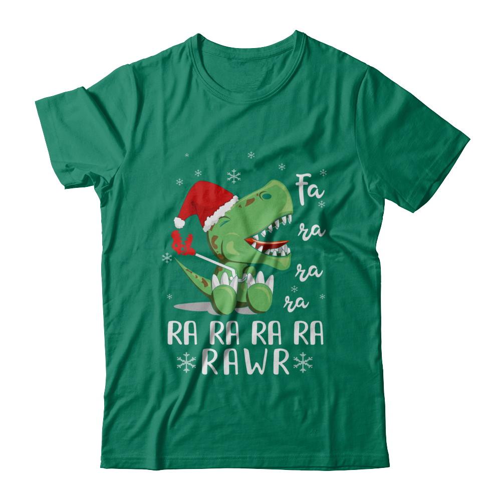 Funny Fa La La Fa Ra Rawr T-Rex Dinosaur Christmas-T-Shirt & Hoodie-Classic T-Shirt-Kelly Green