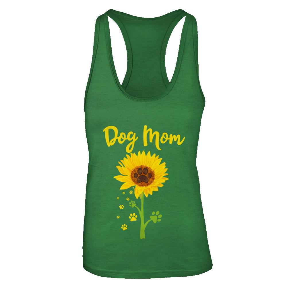 Funny Sunflower Dog Mom Paw Lover Mothers Day-T-Shirt & Tank Top-Women's Ideal Racerback Tank-Kelly Green
