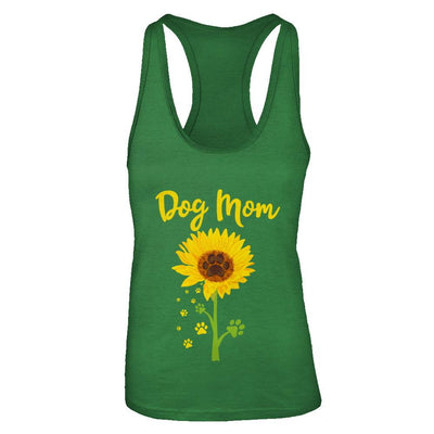 Funny Sunflower Dog Mom Paw Lover Mothers Day-T-Shirt & Tank Top-Women's Ideal Racerback Tank-Kelly Green