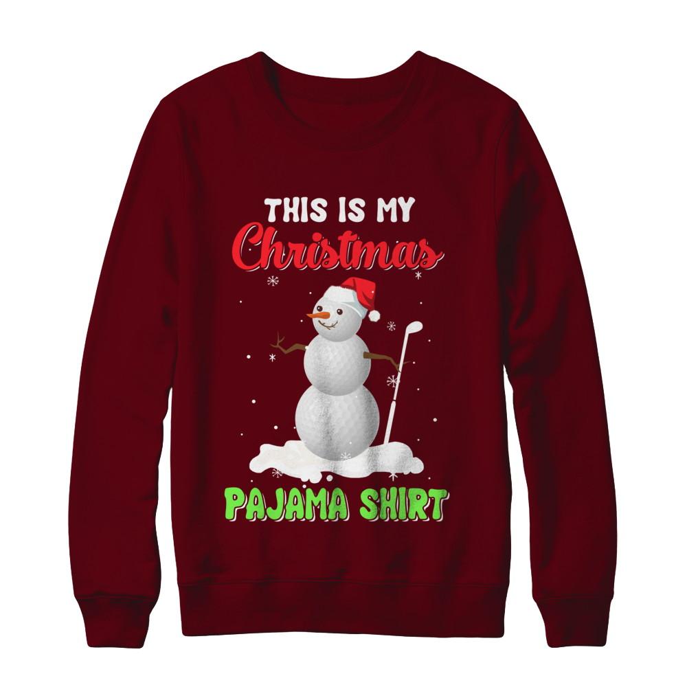 This Is My Christmas Pajama Xmas Snowman Golf-T-Shirt & Sweatshirt-Crewneck Sweatshirt-Maroon