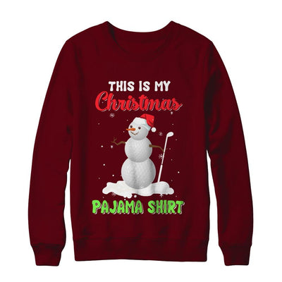 This Is My Christmas Pajama Xmas Snowman Golf-T-Shirt & Sweatshirt-Crewneck Sweatshirt-Maroon