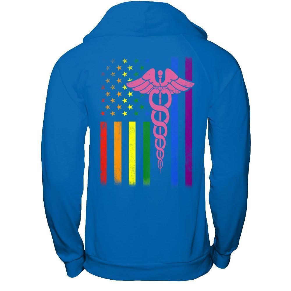 Nurse Rainbow Lgbt Flag Pride Lesbian Gay Super Stronger-T-Shirt & Hoodie-Pullover Hoodie-Royal