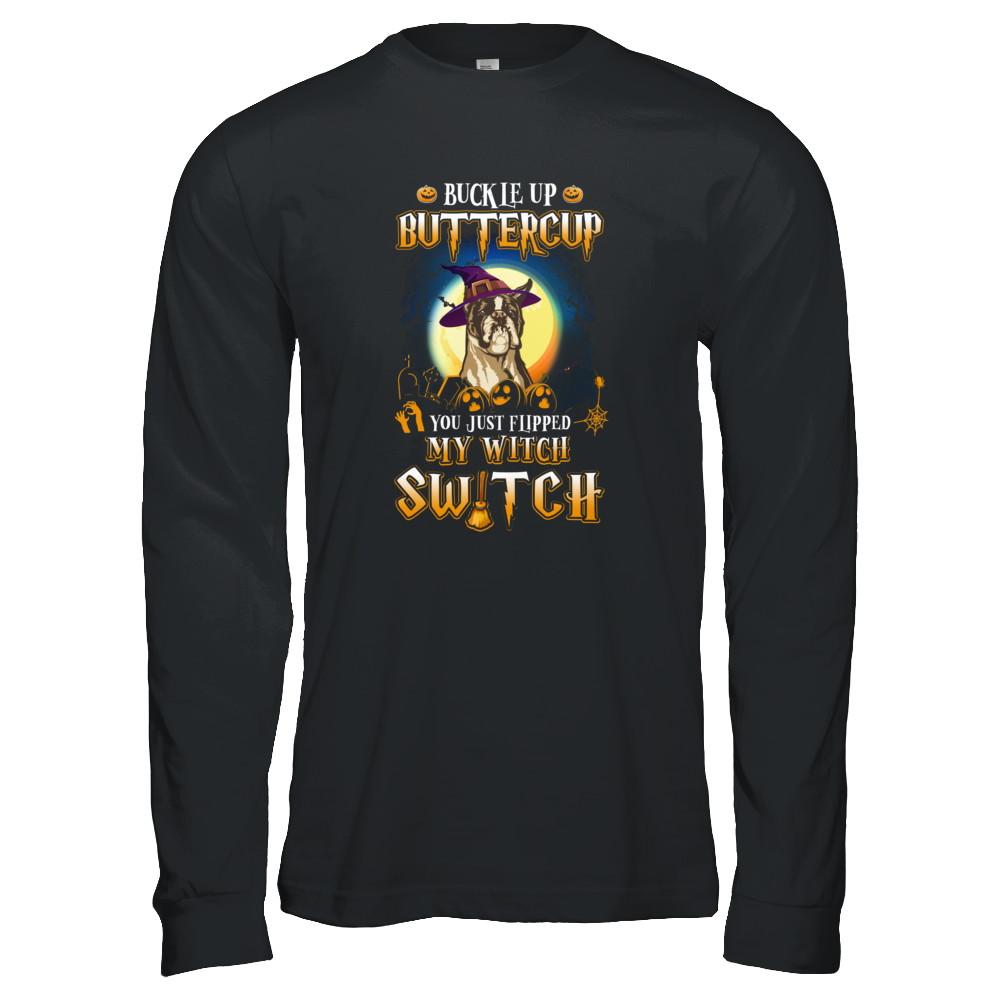 Buckle Up Buttercup Halloween Witch Boxer Costume-T-Shirt & Tank Top-Long Sleeve T-Shirt-Black
