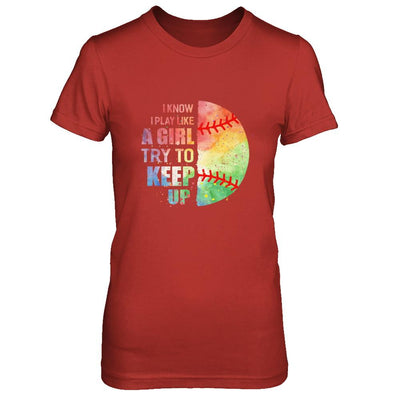 Yeah I Play Like A Girl Softball Girl-T-Shirt & Hoodie-Women's T-Shirt-Red