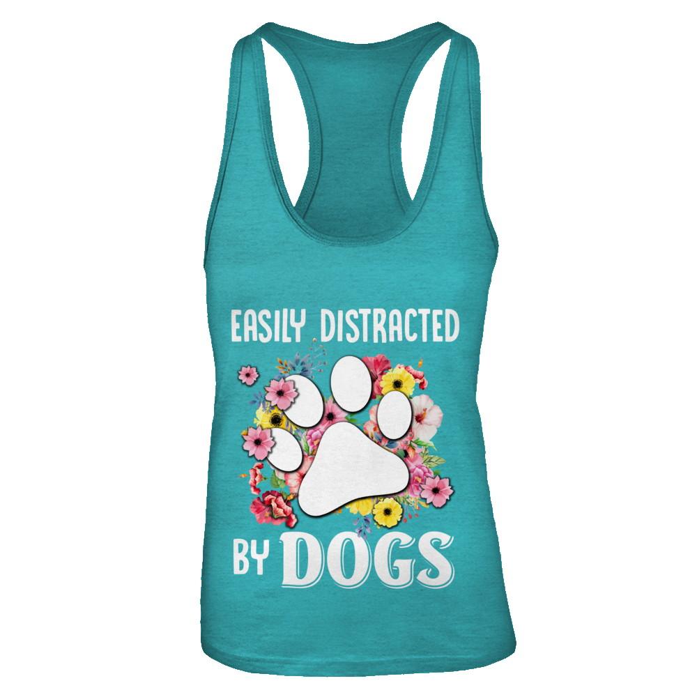 Easily Distracted By Dogs-T-Shirt & Tank Top-Women's Ideal Racerback Tank-Tahiti Blue