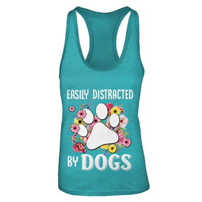 Easily Distracted By Dogs-T-Shirt & Tank Top-Women's Ideal Racerback Tank-Tahiti Blue