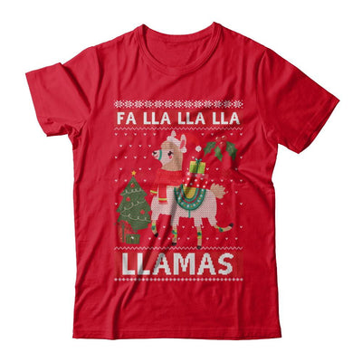 Fa Lla Lla Llama Christmas Singing Cute Ugly Sweater-T-Shirt & Sweatshirt-Premium T-Shirt-Red