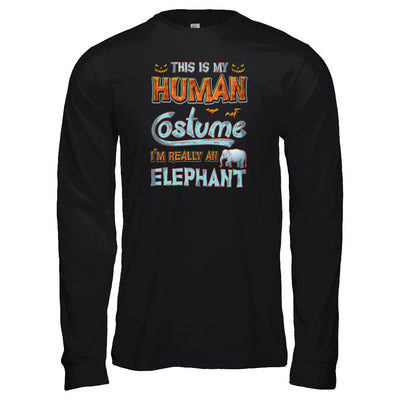 Elephant Halloween My Human Costume I'm Really An Elephant-T-Shirt & Tank Top-Long Sleeve T-Shirt-Black