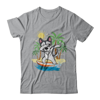 Summer Vacation Dabbing Husky Surfing Surfboard Gift-T-Shirt & Hoodie-Classic T-Shirt-Sport Grey