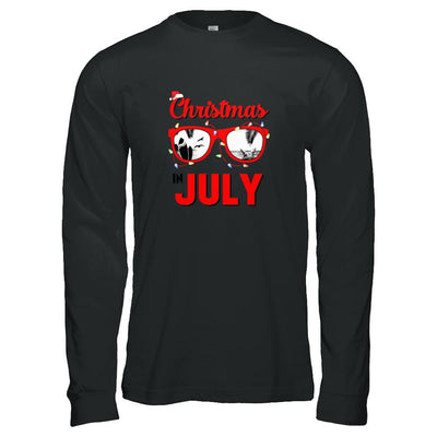 July In Christmas Santa Hat Sunglasses Summer Vacation-T-Shirt & Tank Top-Long Sleeve T-Shirt-Black