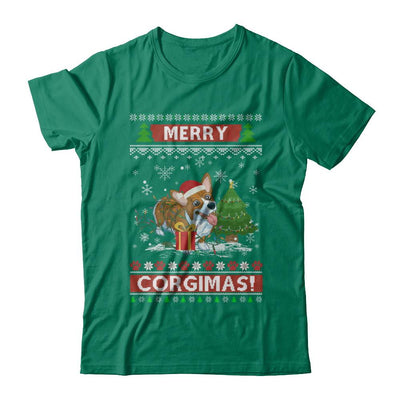 Funny Merry Corgmas Santa Corgi Ugly Christmas Sweater-T-Shirt & Sweatshirt-Classic T-Shirt-Kelly Green