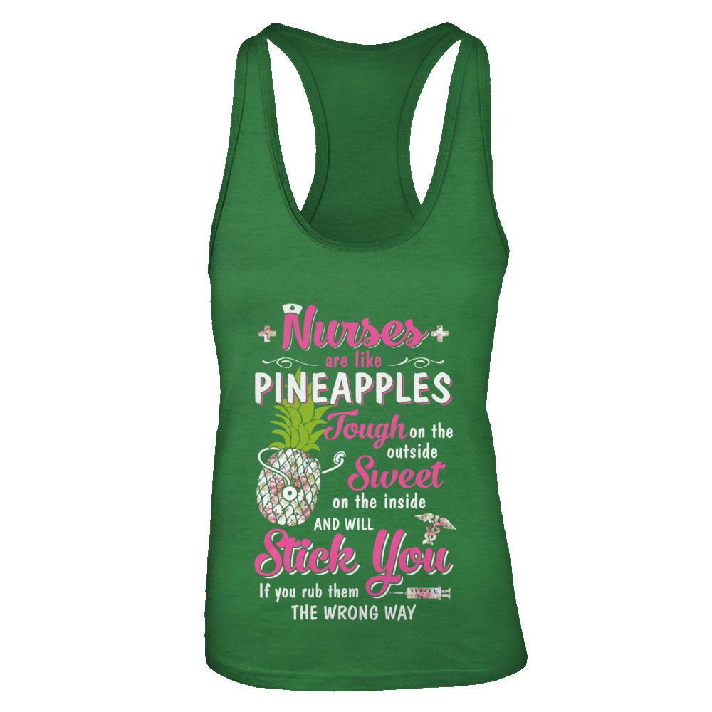 Funny Nurses Are Like Pineapples CNA Nursing Gift-T-Shirt & Tank Top-Women's Ideal Racerback Tank-Kelly Green