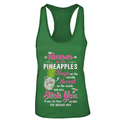 Funny Nurses Are Like Pineapples CNA Nursing Gift-T-Shirt & Tank Top-Women's Ideal Racerback Tank-Kelly Green