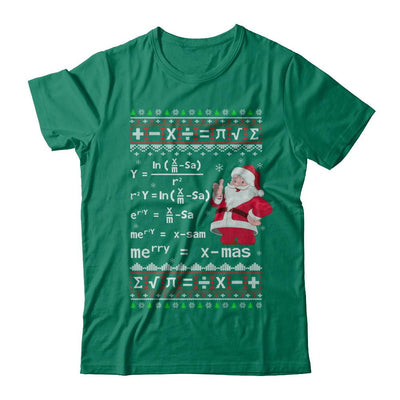 Funny Merry Xmas In Math Ugly Christmas Sweater-T-Shirt & Sweatshirt-Classic T-Shirt-Kelly Green