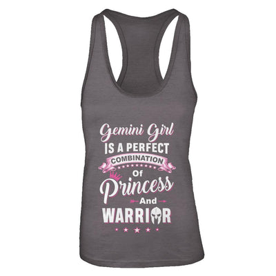 Gemini Girl Princess Warrior May June Birthday-T-Shirt & Tank Top-Women's Ideal Racerback Tank-Dark Grey