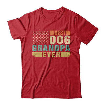 Vintage Retro BEST DOG GRANDPA EVER American Flag Fathers Day-T-Shirt & Hoodie-Classic T-Shirt-Red