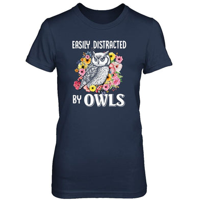 Easily Distracted By Owls-T-Shirt & Tank Top-Women's T-Shirt-Navy