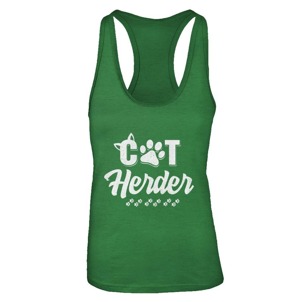 Cat Herder Funny Herding Cats Gift-T-Shirt & Tank Top-Women's Ideal Racerback Tank-Kelly Green