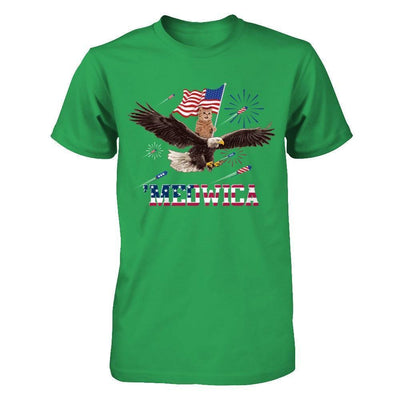 Meowica July 4Th Funny Cat On Eagle Independence Day-T-Shirt & Hoodie-Premium T-Shirt-Kelly Green