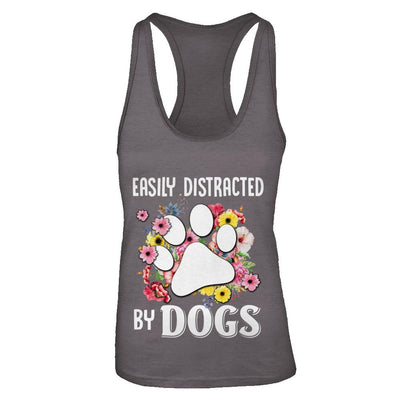 Easily Distracted By Dogs-T-Shirt & Tank Top-Women's Ideal Racerback Tank-Dark Grey