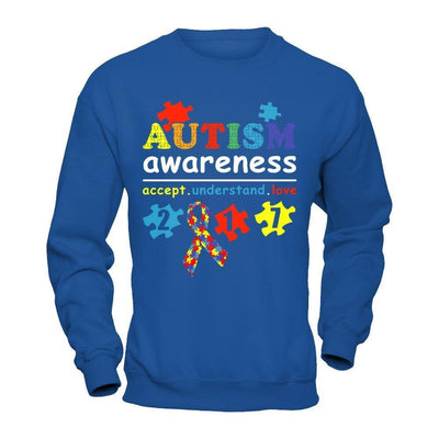 Autism Awareness 2017 Accept Understand Love-T-Shirt & Hoodie-Crewneck Sweatshirt-Royal