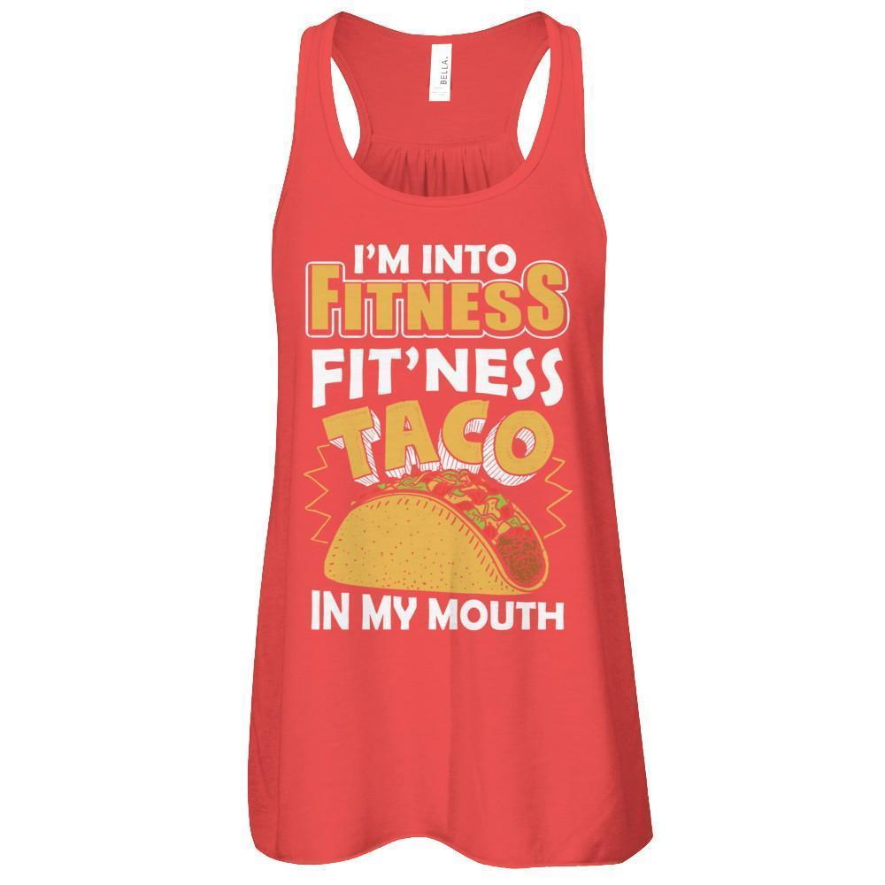 I'm Into Fitness Fit'ness Taco In My Mouth-T-Shirt & Tank Top-Women's Flowy Racerback Tank-Red