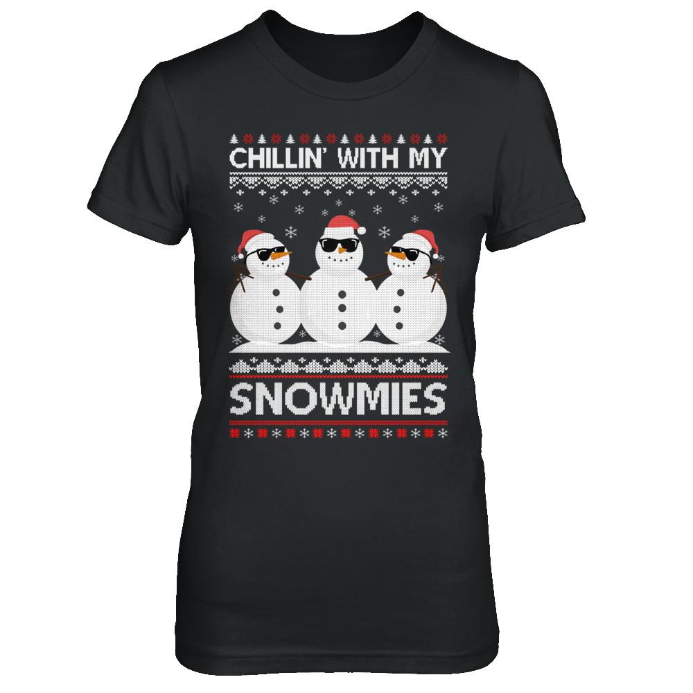Chillin With My Snowmies Ugly Christmas Sweater-T-Shirt & Sweatshirt-Women's T-Shirt-Black