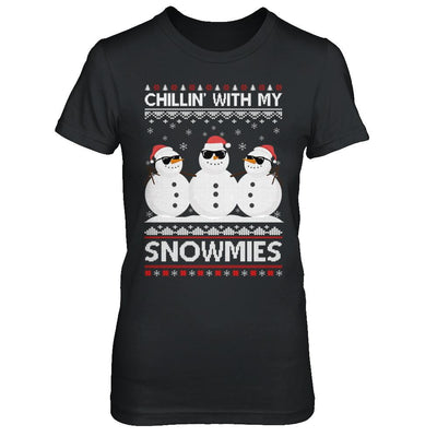 Chillin With My Snowmies Ugly Christmas Sweater-T-Shirt & Sweatshirt-Women's T-Shirt-Black