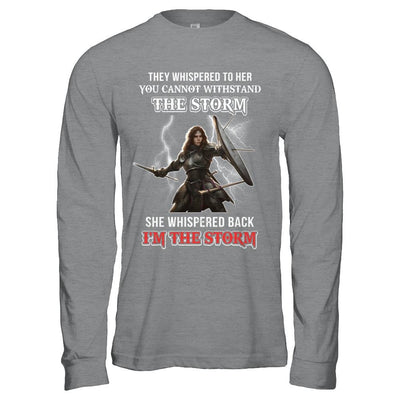 Knight Female She Whispered Back I Am The Storm-T-Shirt & Hoodie-Long Sleeve T-Shirt-Sport Grey