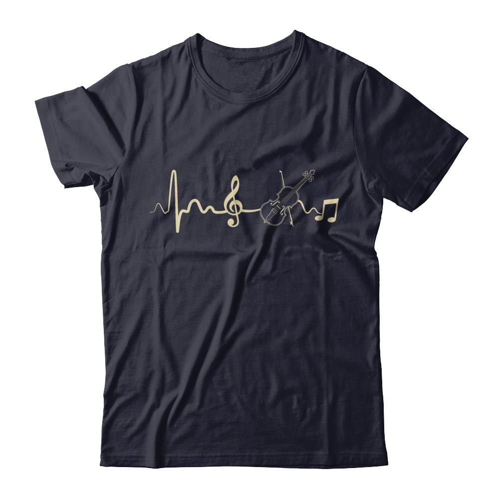 Violin Viola Cello Heartbeat Musicia-T-Shirt & Hoodie-Premium T-Shirt-Midnight Navy
