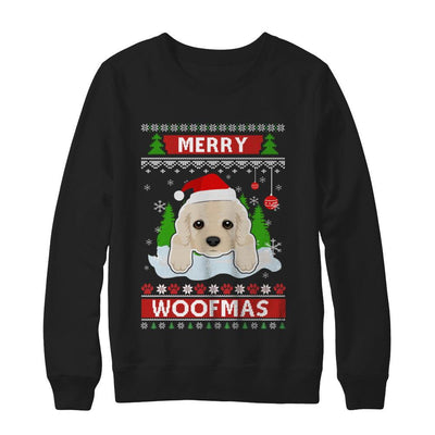 Golden Retriever Merry Woofmas Ugly Christmas Sweater-T-Shirt & Sweatshirt-Crewneck Sweatshirt-Black
