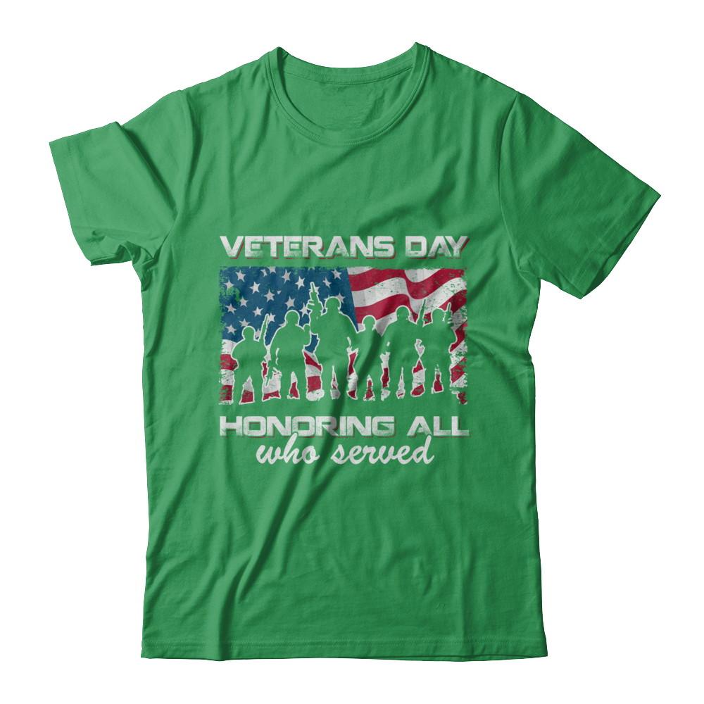 Vintage Patriotic Army Veterans Day Honoring All Who Reverd-T-Shirt & Hoodie-Premium T-Shirt-Kelly Green