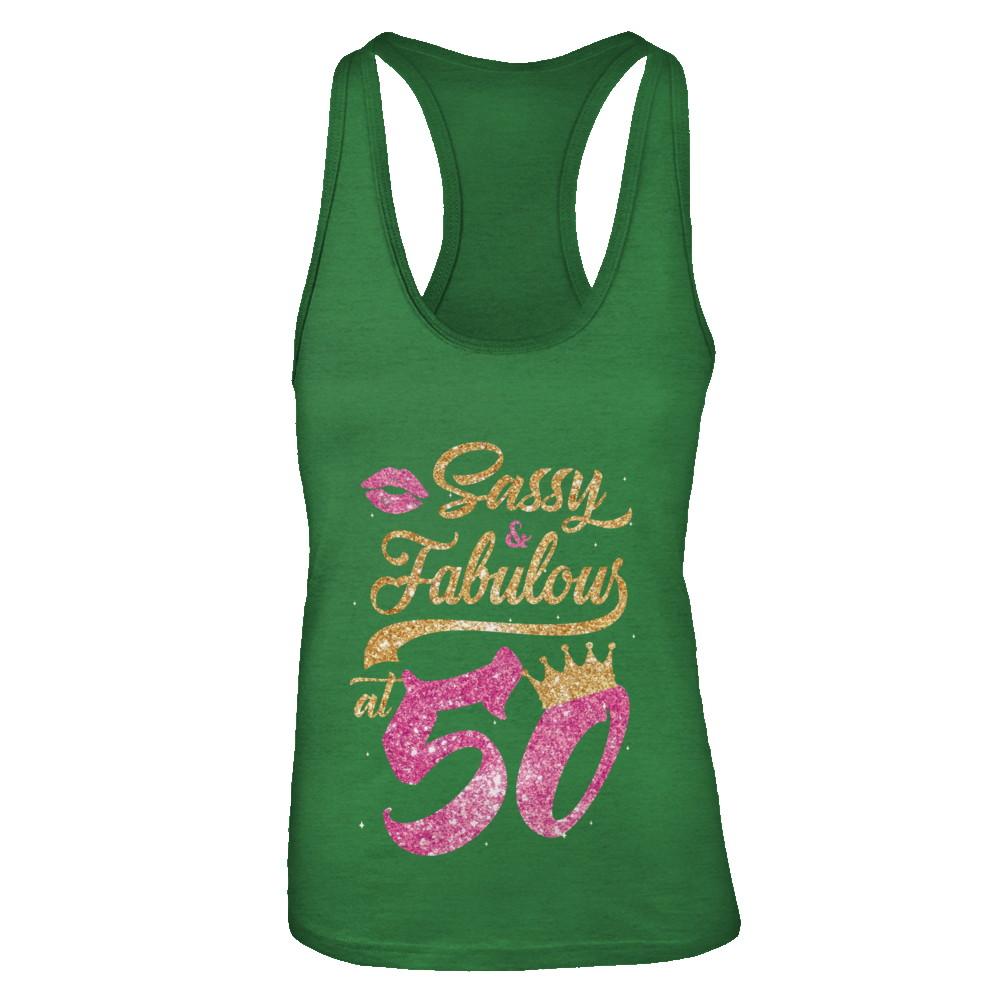 Sassy And Fabulous At 50th 1971 Birthday Gift-T-Shirt & Tank Top-Women's Ideal Racerback Tank-Kelly Green