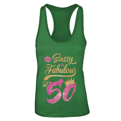 Sassy And Fabulous At 50th 1971 Birthday Gift-T-Shirt & Tank Top-Women's Ideal Racerback Tank-Kelly Green