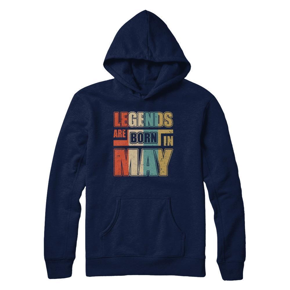 Classic Vintage Legends Are Born In May Birthday-T-Shirt & Hoodie-Pullover Hoodie-Navy