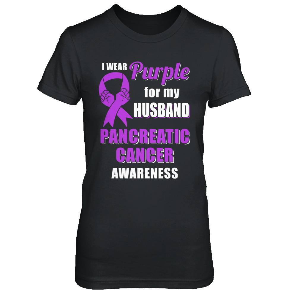 I Wear Purple For My Husband Pancreatic Cancer Wife-T-Shirt & Hoodie-Women's T-Shirt-Black