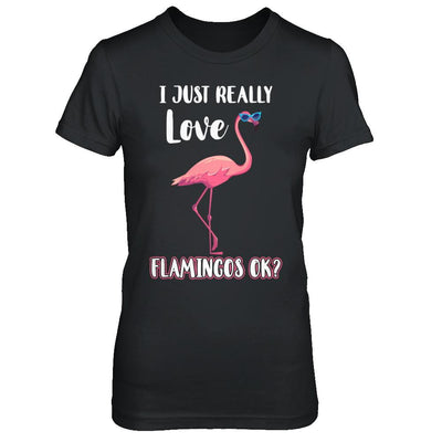 I Just Really Love Flamingos OK-T-Shirt & Hoodie-Women's T-Shirt-Black