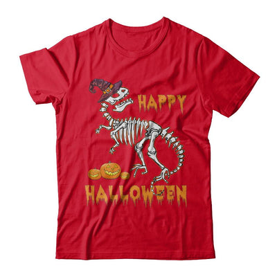 Funny Happy Halloween T-Rex Skeleton Dinosaur-T-Shirt & Sweatshirt-Premium T-Shirt-Red