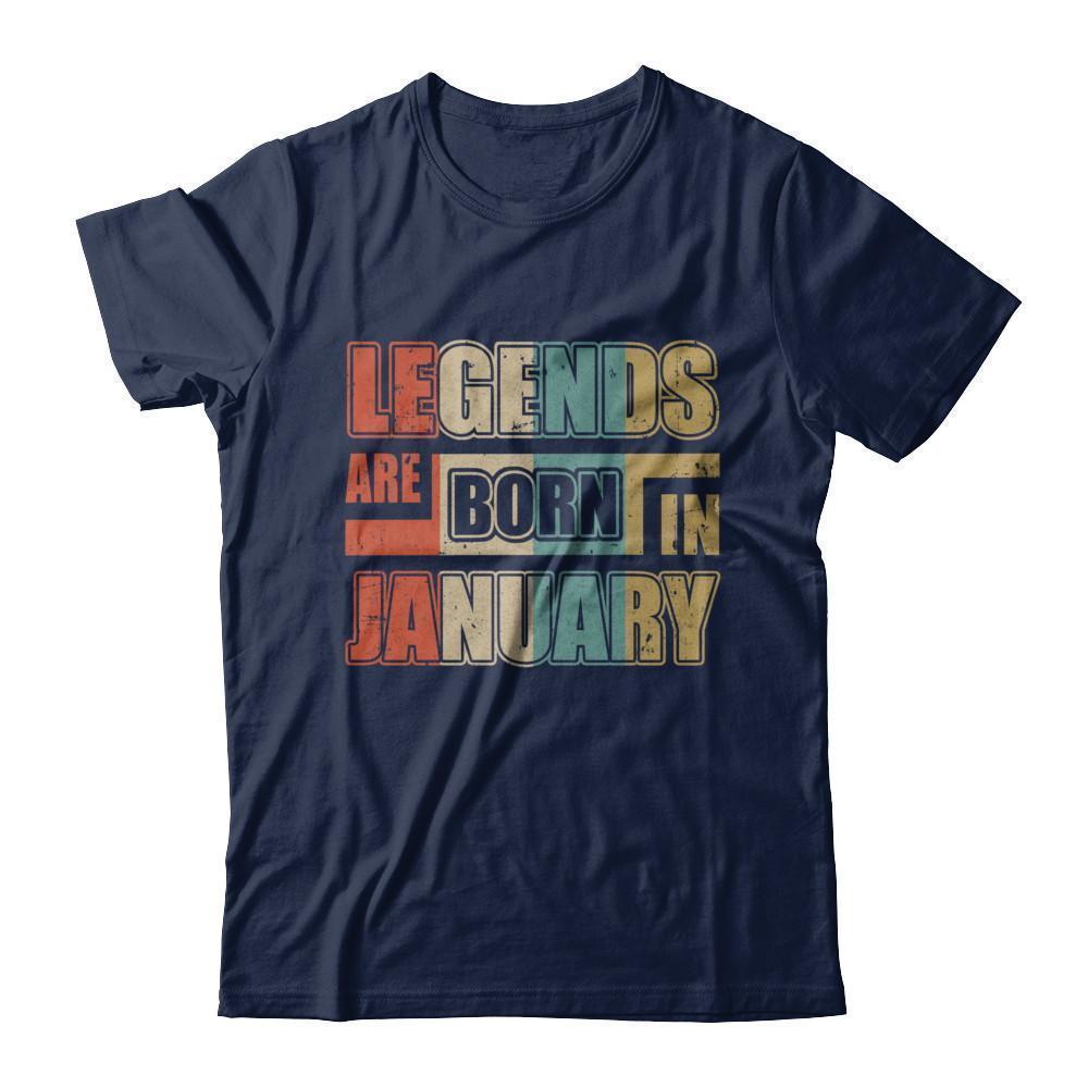 Classic Vintage Legends Are Born In January Birthday-T-Shirt & Hoodie-Classic T-Shirt-Navy